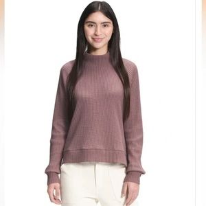 North face pink rose waffle sweater long sleeve
